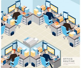 Flat office business template vector material 04