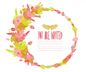 Floral frame invitation card retro vector