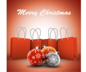 Flral christmas ball with shopping bags vector background