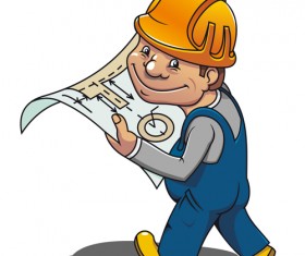 Funny cartoon builders vector illustration 01