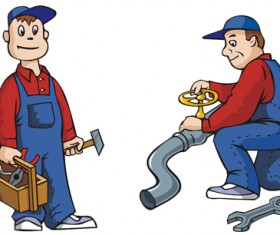 Funny cartoon builders vector illustration 04