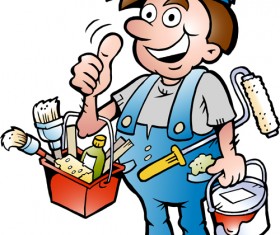 Funny cartoon builders vector illustration 09