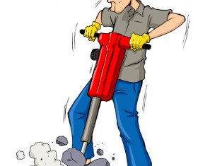 Funny cartoon builders vector illustration 12