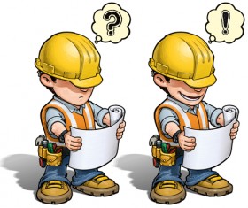 Funny cartoon builders vector illustration 13