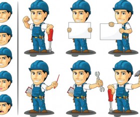 Funny cartoon builders vector illustration 15
