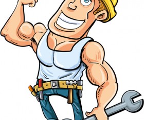 Funny cartoon builders vector illustration 07 free download