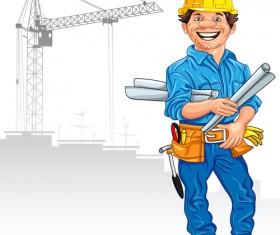 Funny cartoon builders vector illustration 23