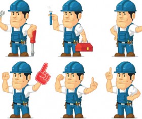 Funny cartoon builders vector illustration 25