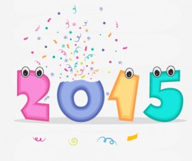 Funny cartoon eye with 2015 new year vector design
