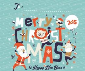 Funny christmas cartoon elements vector 01