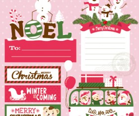 Funny christmas cartoon elements vector 03