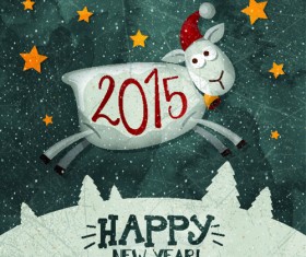Funny sheep and 2015 new year vintage background