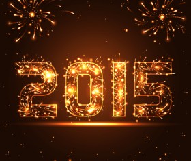 Glowing 2015 new year holiday background vector 02