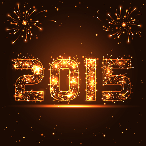 Glowing 2015 new year holiday background vector 02