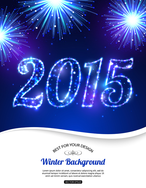 Glowing 2015 new year holiday background vector 03