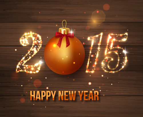 Glowing 2015 new year holiday background vector 04