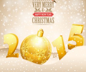 Golden christmas ball with 2015 new year vector background art