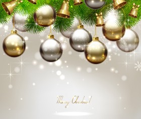 Golden christmas ball with bell background vectors