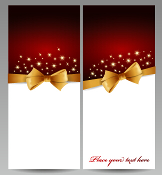 Gorgeous 2015 Christmas cards with bow vector set 02