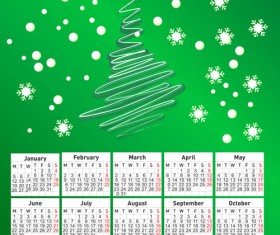Green christmas style 2015 calendar vector