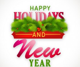 Green needles christmas and new year label background 02