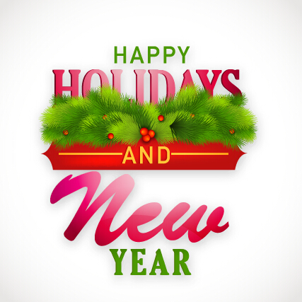 Green needles christmas and new year label background 02