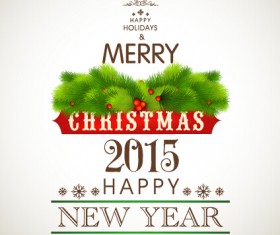 Green needles christmas and new year label background 03
