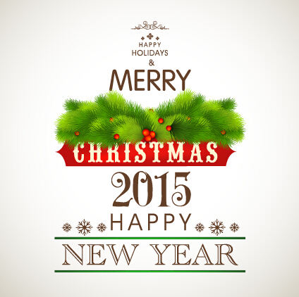 Green needles christmas and new year label background 03
