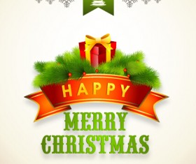 Green needles christmas and new year label background 04