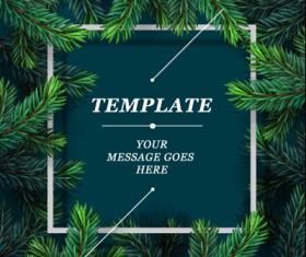 Green needles frame xmas background graphics 01