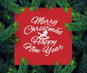 Green needles frame xmas background graphics 02