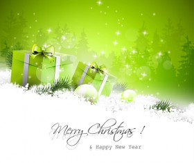 Green style christmas and new year vector background 01