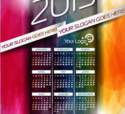 Grid calendar 2015 with abstract background vector 01
