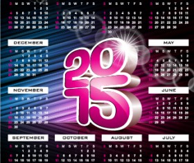 Grid calendar 2015 with abstract background vector 02