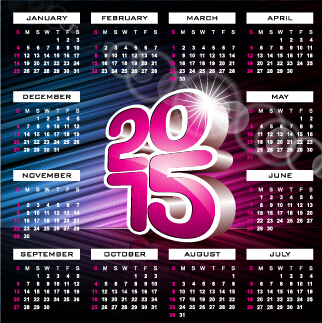 Grid calendar 2015 with abstract background vector 02