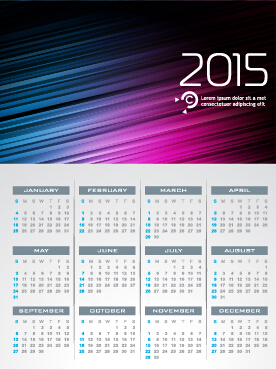 Grid calendar 2015 with abstract background vector 03