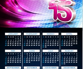 Grid calendar 2015 with abstract background vector 04