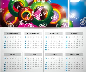 Grid calendar 2015 with abstract background vector 05