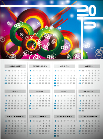 Grid calendar 2015 with abstract background vector 05