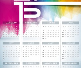 Grid calendar 2015 with abstract background vector 06