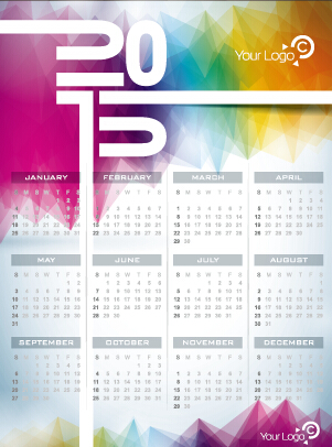 Grid calendar 2015 with abstract background vector 06