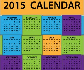 Grid colored calendar 2015 vector