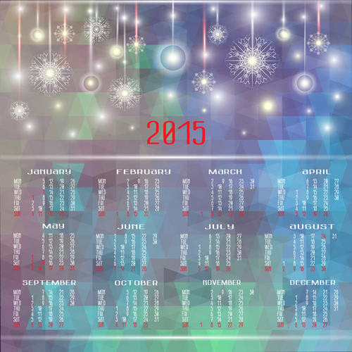 Halation with snowflake 2015 calendar vector