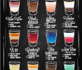 Hand drawn chalkboard drinks menu vector 02