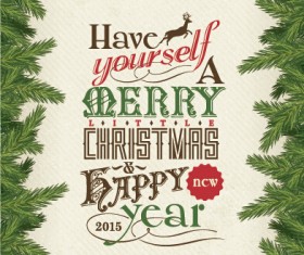 Happy 2015 new year and christmas retro background vector