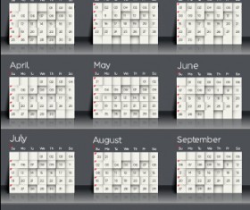 Happy new year 2015 calendar dark style vector