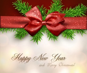 Happy new year and christmas bow gift card 01