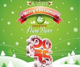 Happy new year with 2015 christmas green background