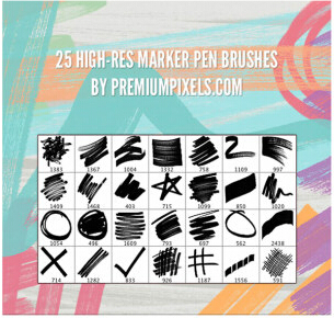 High-res marker pen Photoshop brushes