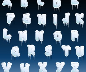 Ice alphabet and number vector material 01